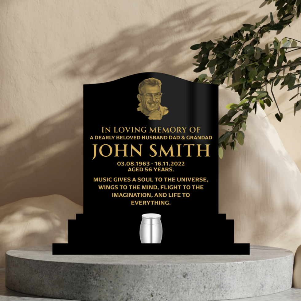 Ogee Top Personalised Engraved Black Acrylic Miniature Headstone