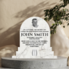 Half Round Top Personalised Engraved White Marble Effect Acrylic Plaque