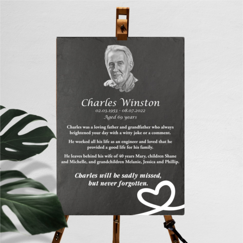Personalised Engraved Slate Plaque with Engraved Portrait